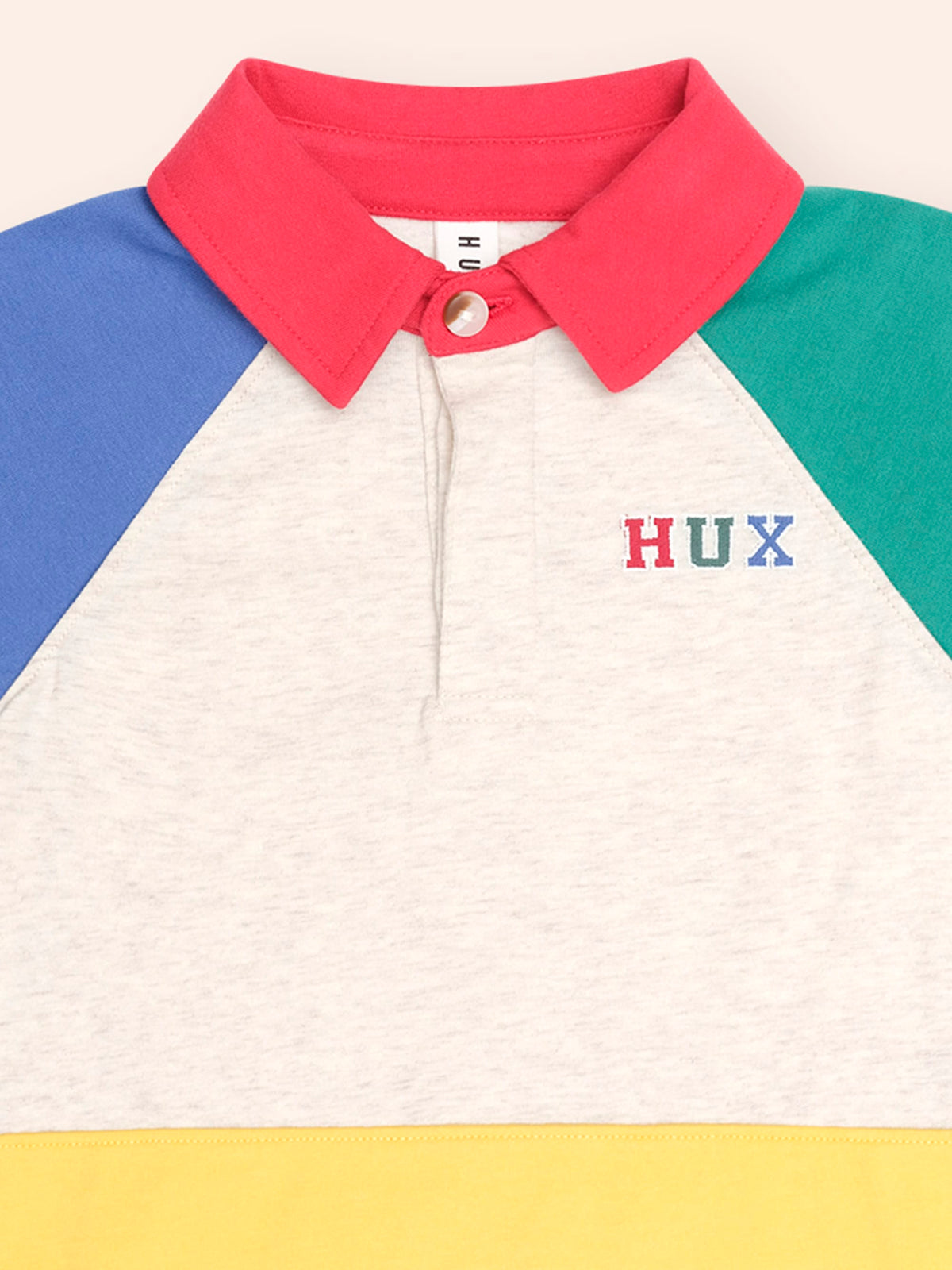 HUXBABY Slouchy Colour Block Raglan Polo in MULTI