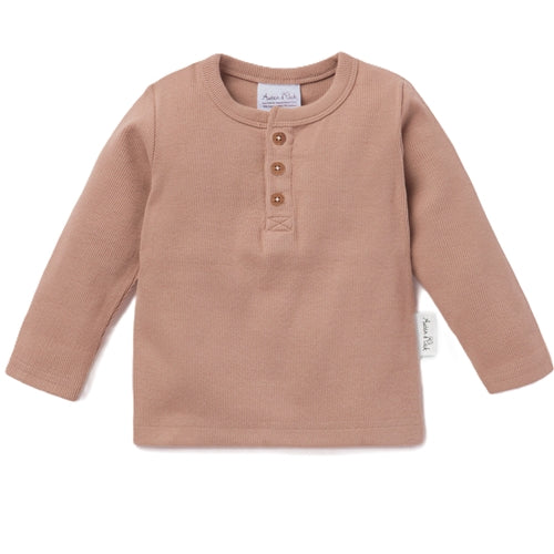 Aster & Oak - Cocoa Rib Henley Top