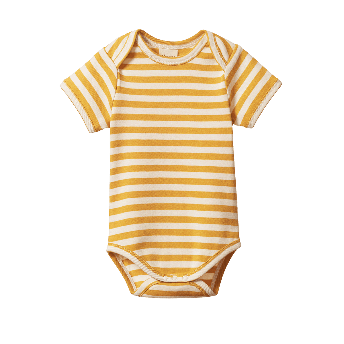 Nature Baby Short Sleeve Bodysuit in Golden Sea Stripe