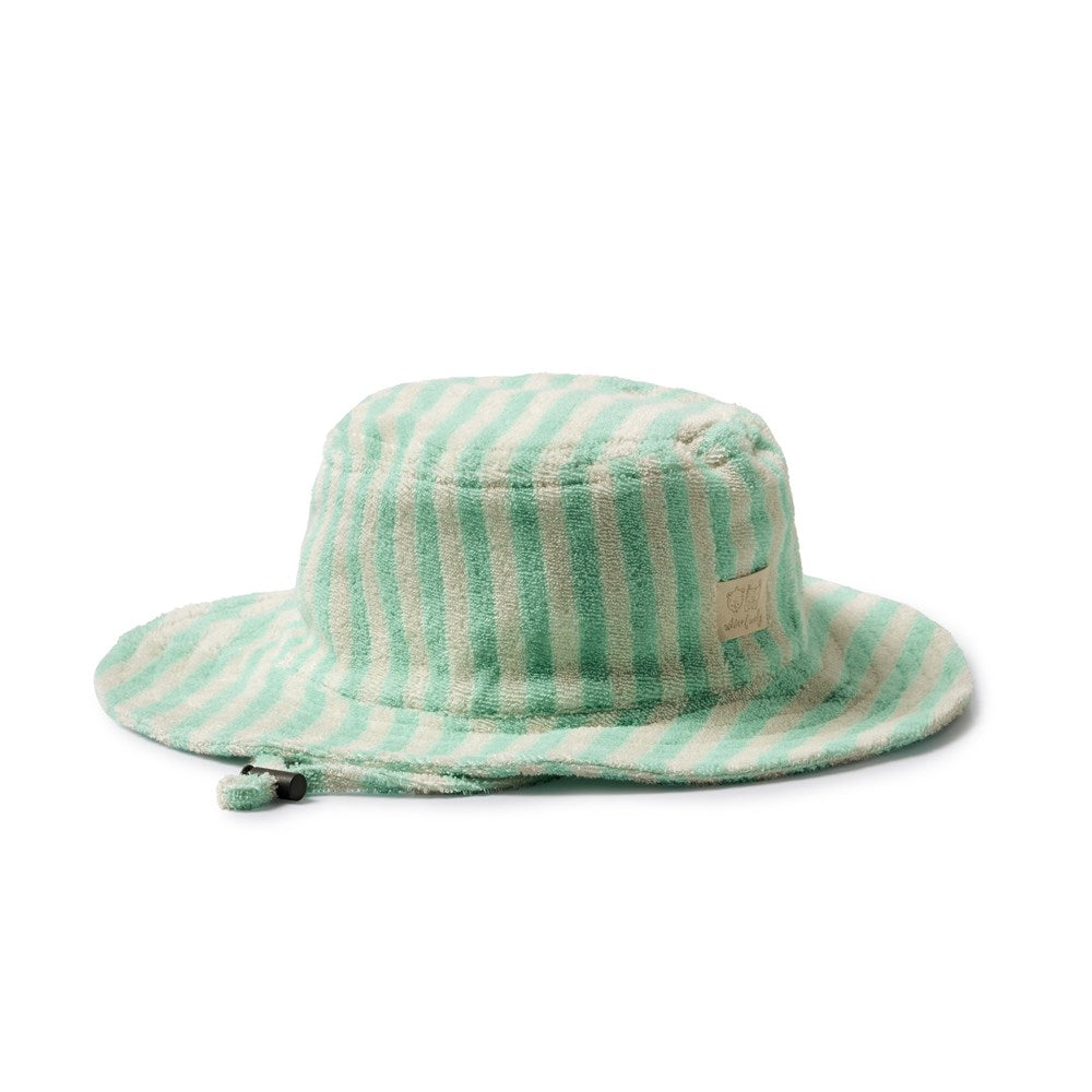 Wilson and Frenchy Seafoam Stripe Organic Terry Sun Hat in Seafoam Stripe
