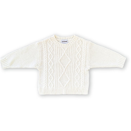 Grown - Chunky Cable Knit Pull Over - Milk (GJ25)