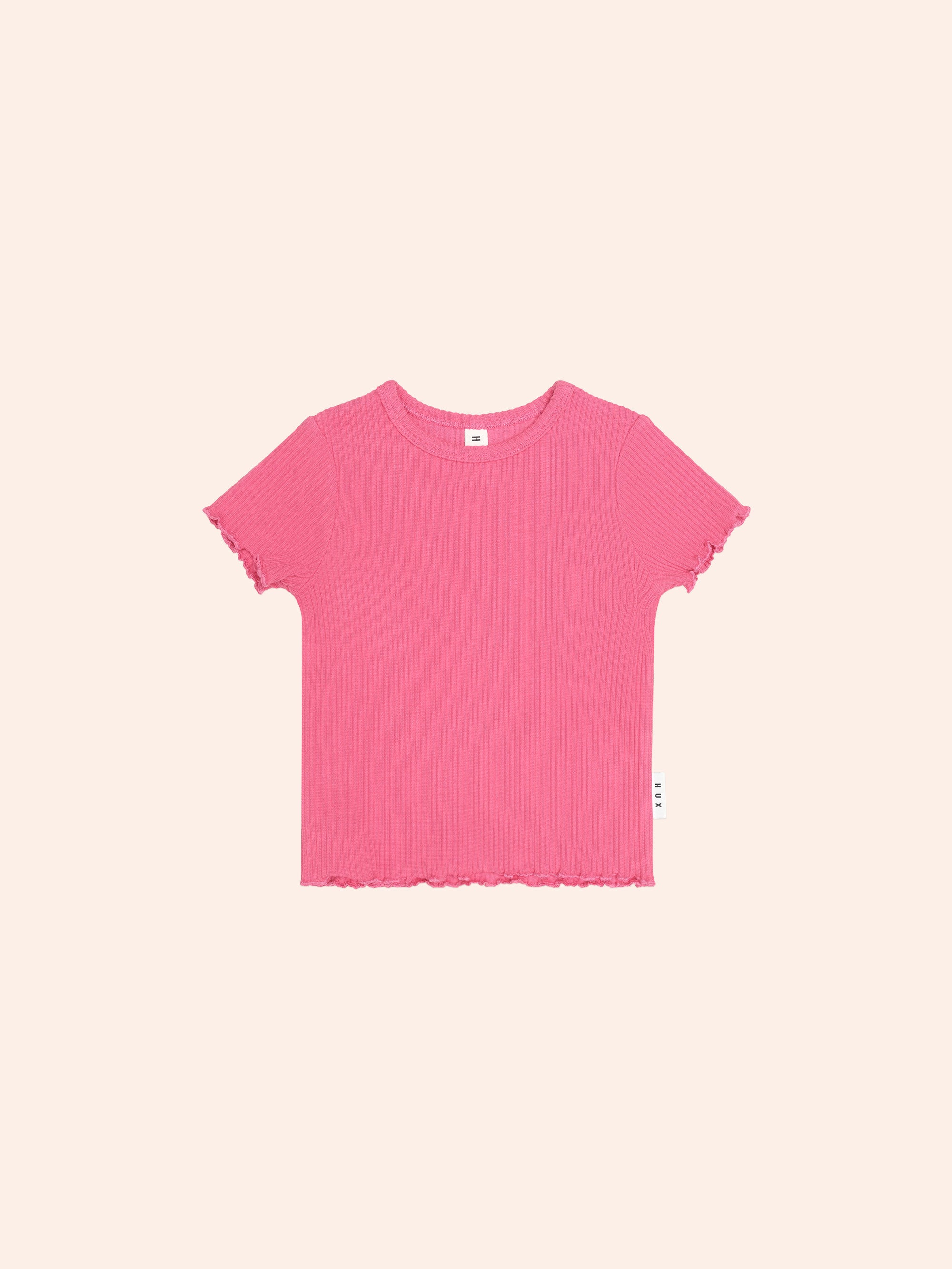 HUXBABY CHERRY RIB TEE in CHERRY