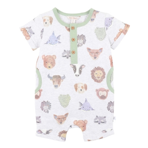 Fox & Finch - Wildlings Print SS Henley Romper
