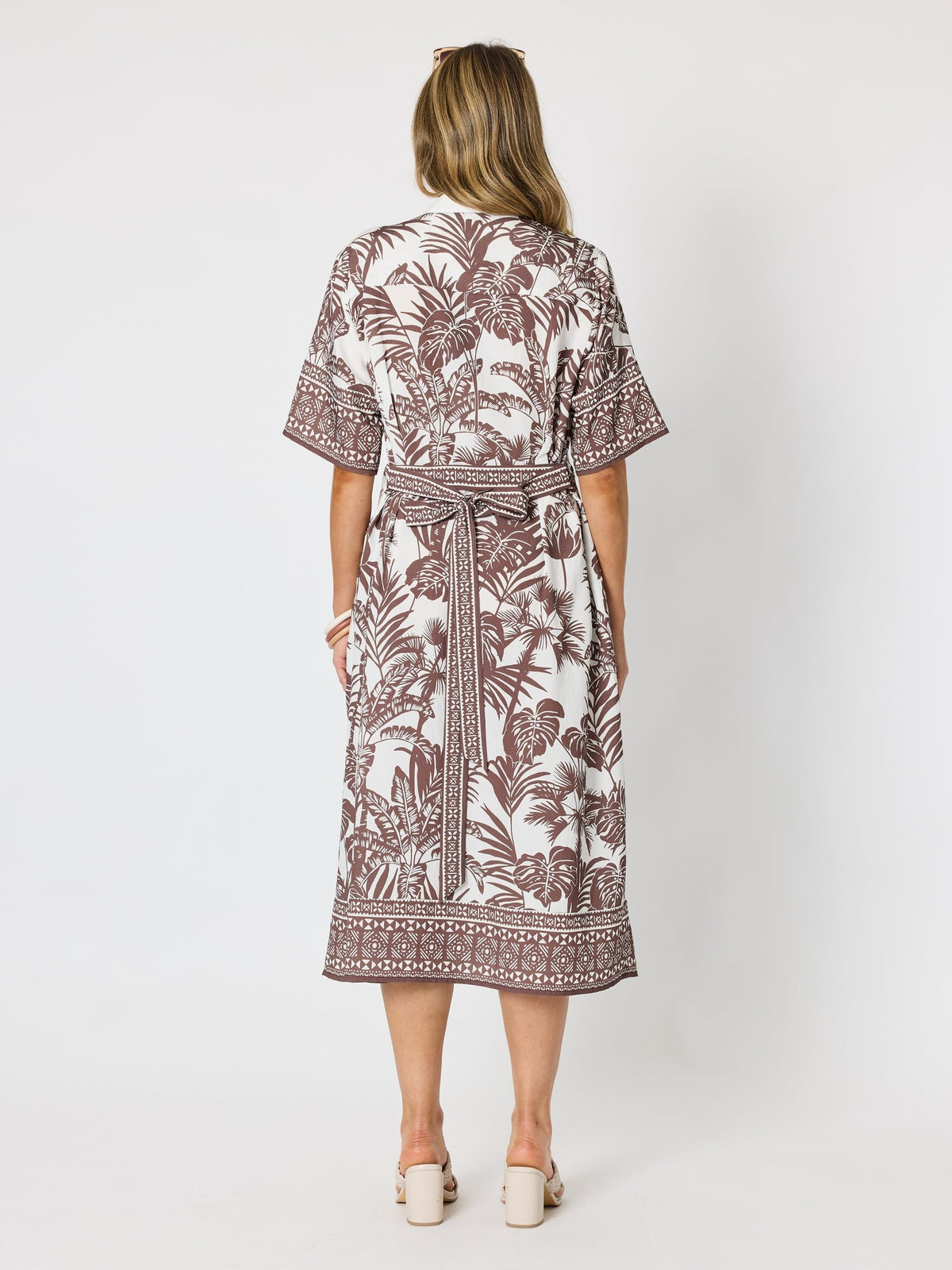 Hammock & Vine Palm Cove Shirt Dress - Espresso White in Espresso White