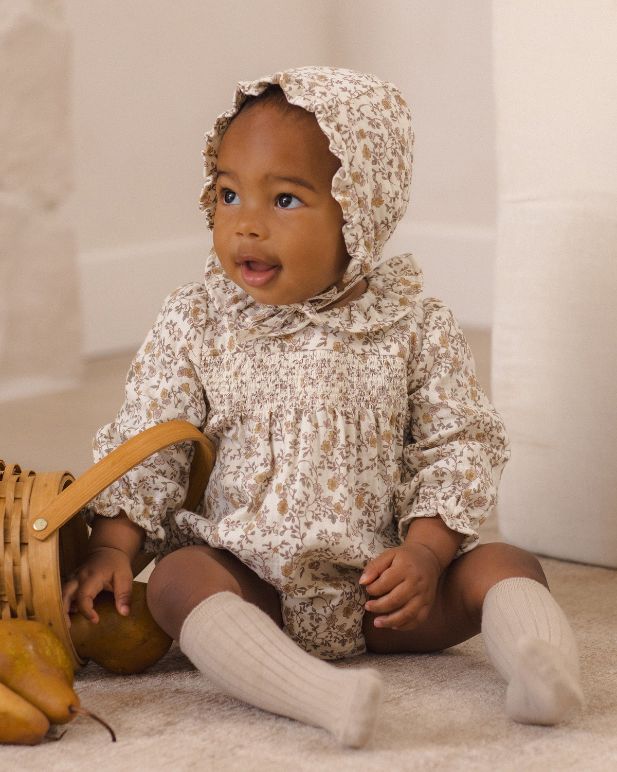 Quincy Mae Callie Romper Posy in IVORY