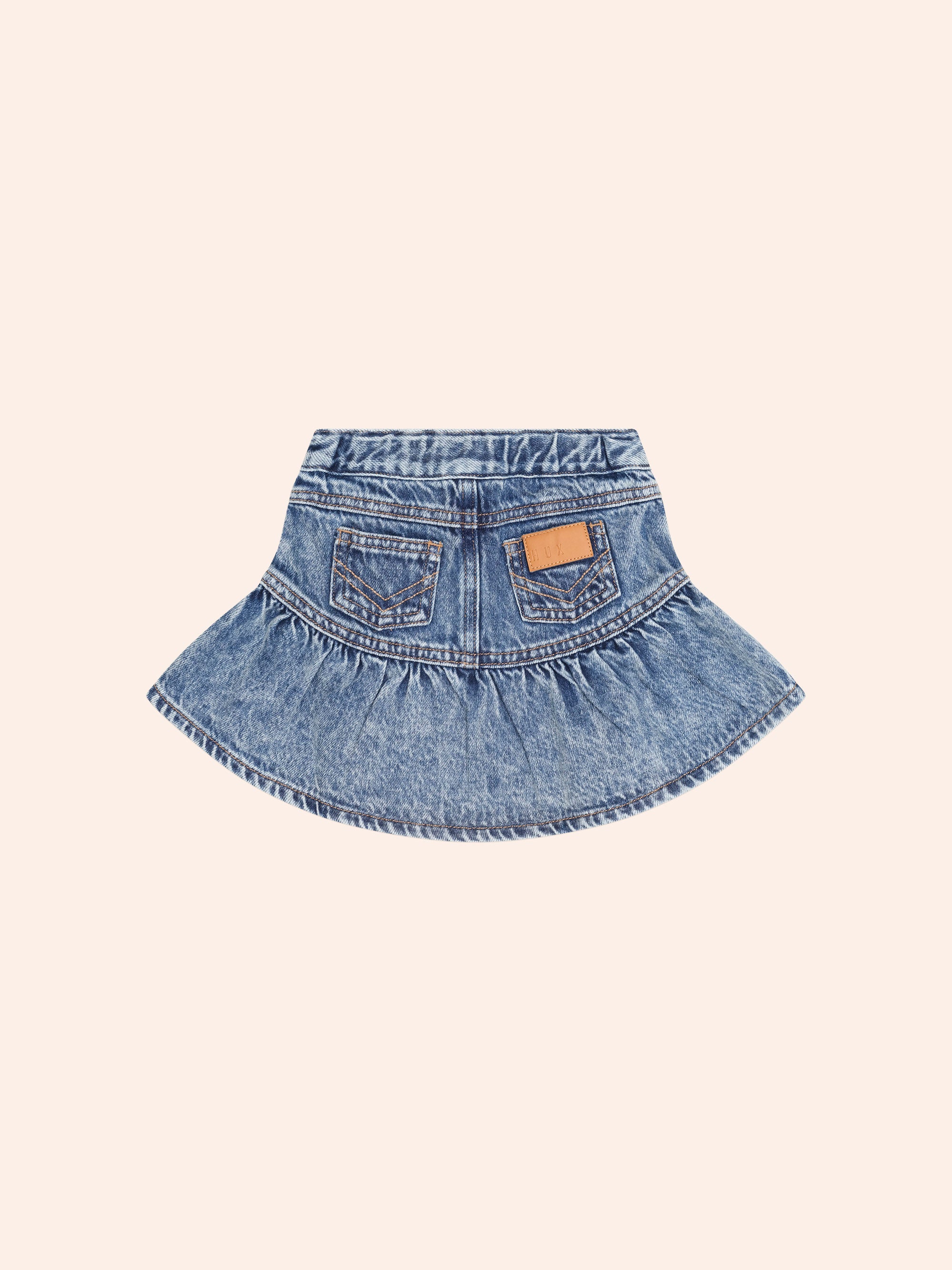 HUXBABY DREAMY DENIM TIERED SKIRT in DENIM