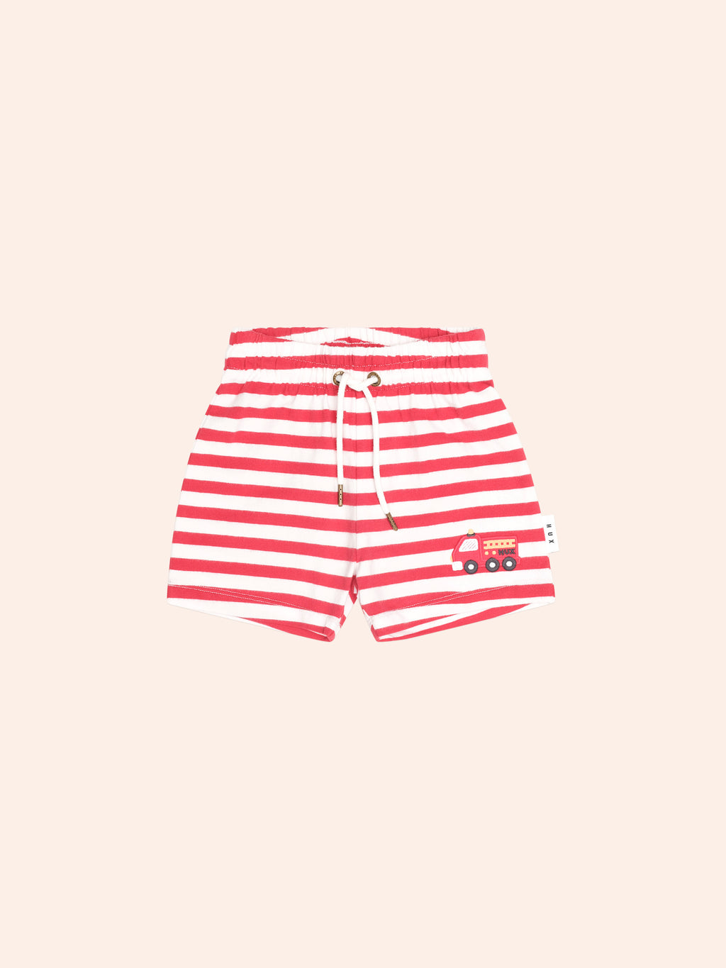 HUXBABY FIREMAN HUX STRIPE SHORT in RACER RED /ALMOND MILK