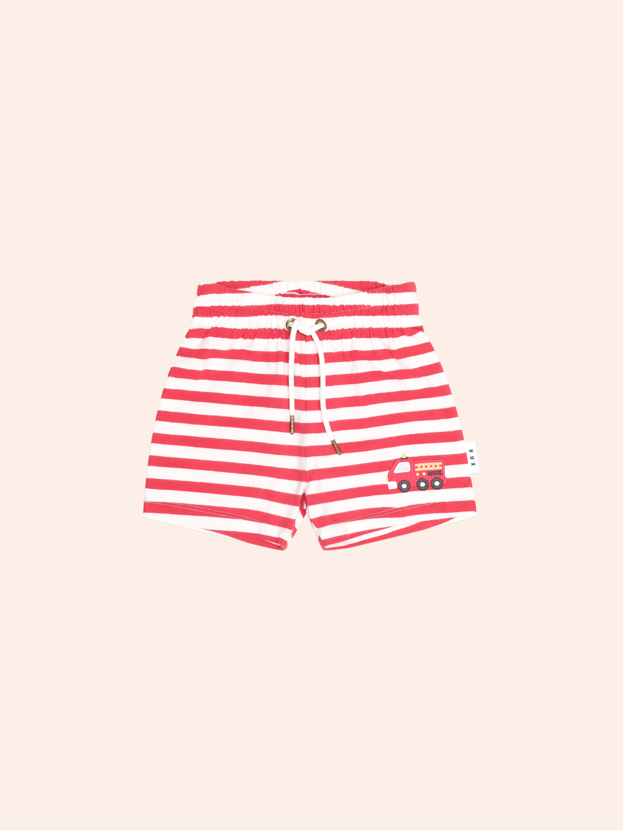 HUXBABY FIREMAN HUX STRIPE SHORT in RACER RED /ALMOND MILK
