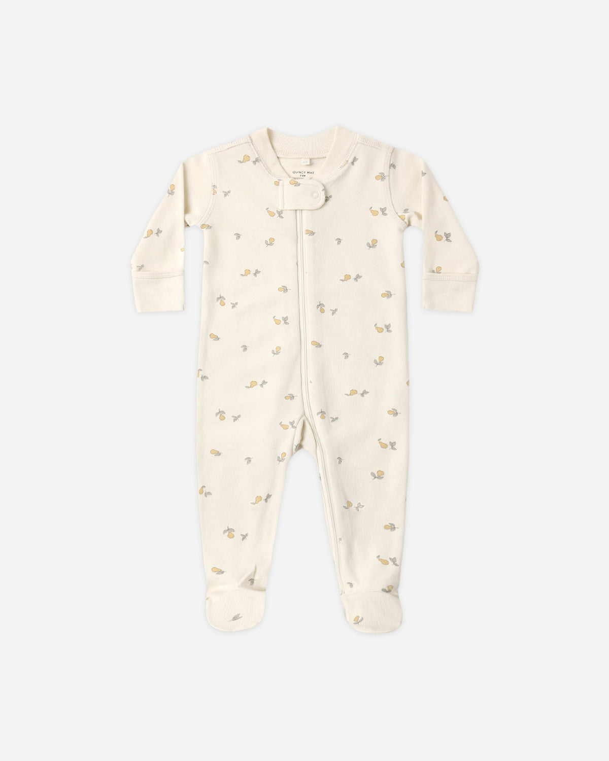 Quincy Mae Zip Long Sleeve Sleeper Footie Pears in NATURAL
