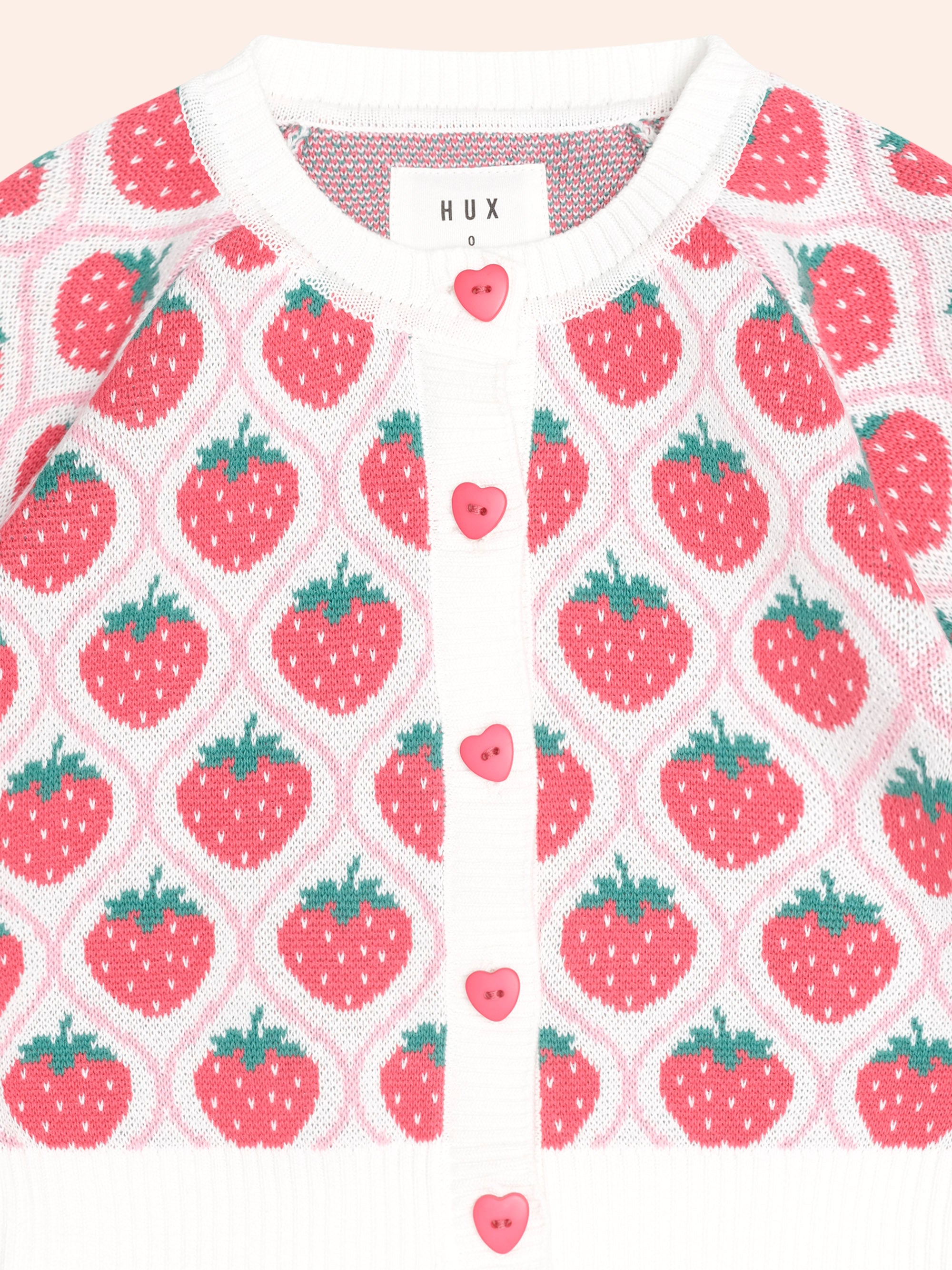 HUXBABY STRAWBERRY FIELDS CARDI in STRAWBERRY