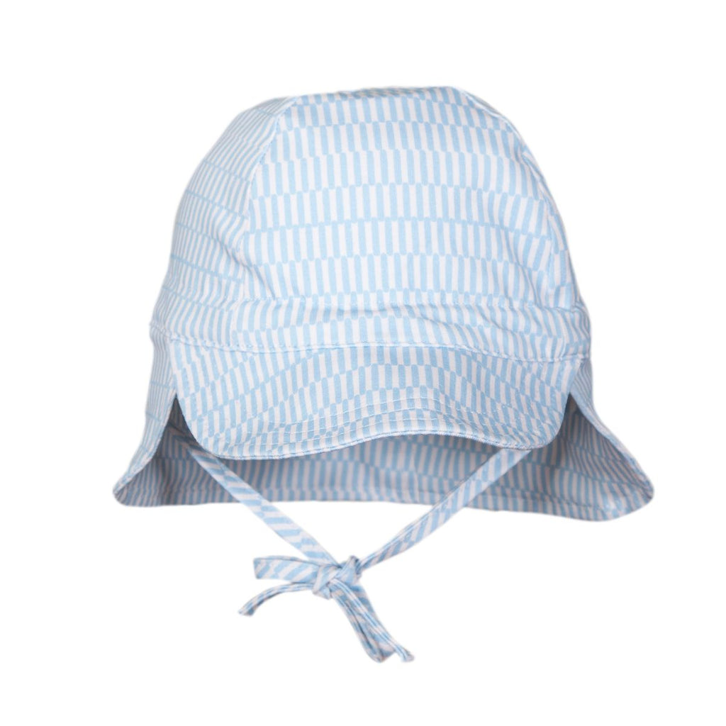 Acorn Kids Blue Sprinkle Soft Jersey Flap Cap in Blue and Cream