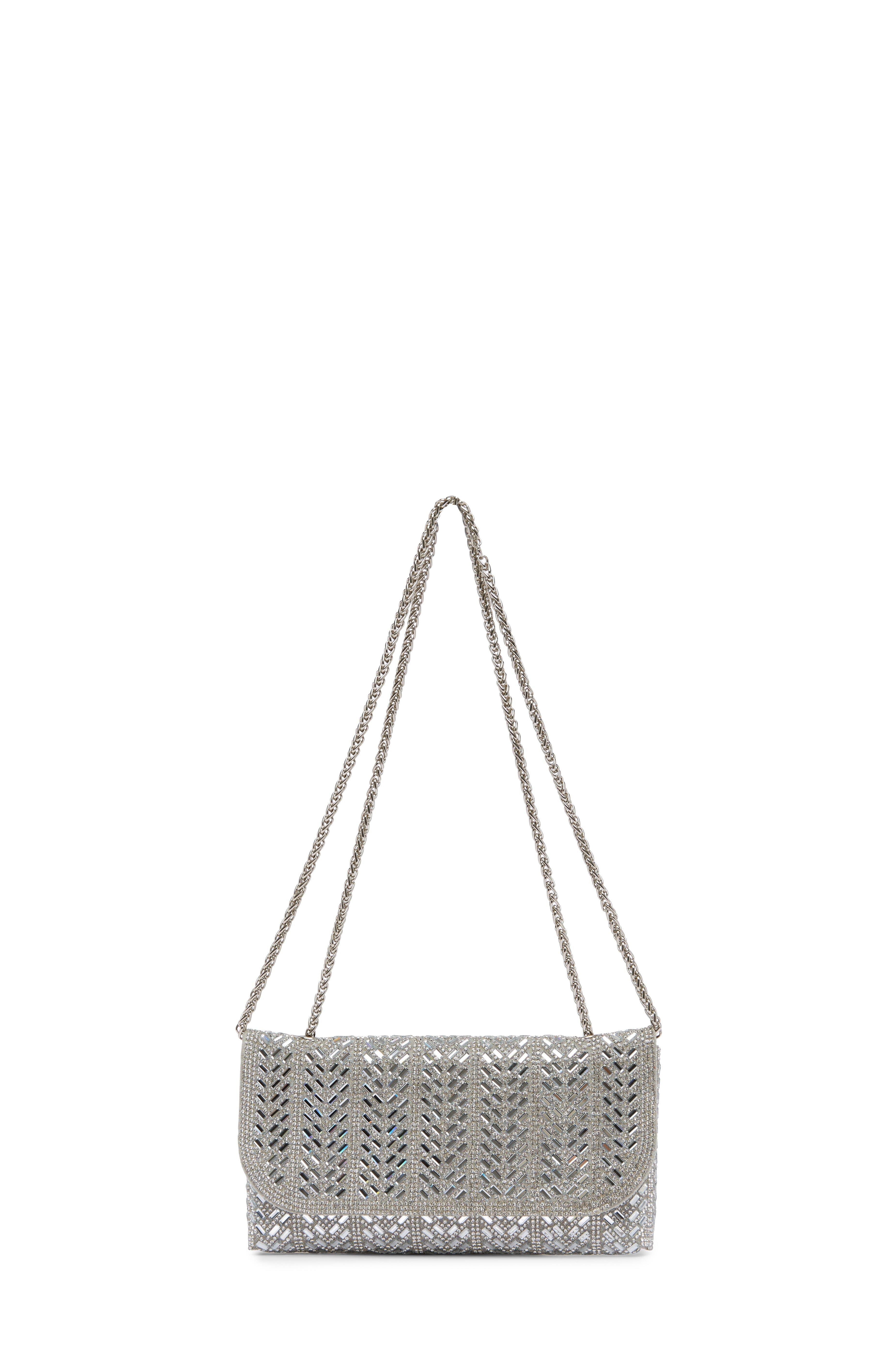 Carolina Mimi Sequinned Clutch Bag Silver in Default Title
