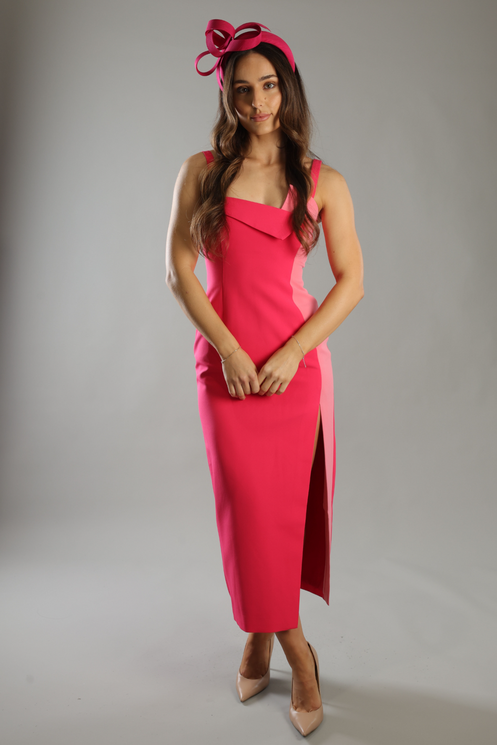 Morgan & Taylor Mel Fascinator in Hot Pink in hot pink