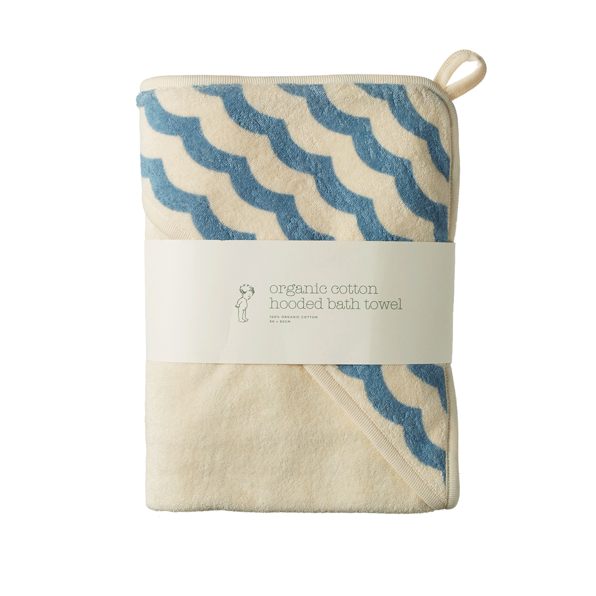 Nature Baby ORG COTTON HOODED TOWEL in Waves Print