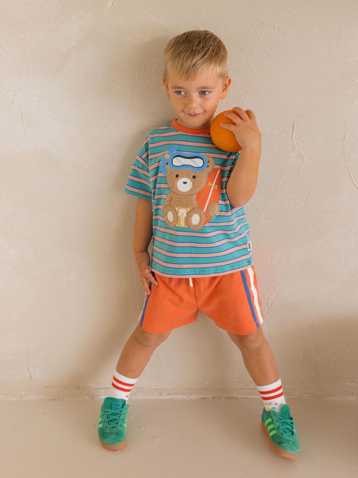HUXBABY Snorkel Sitting Hux Stripe Drop Shoulder Tee in Single