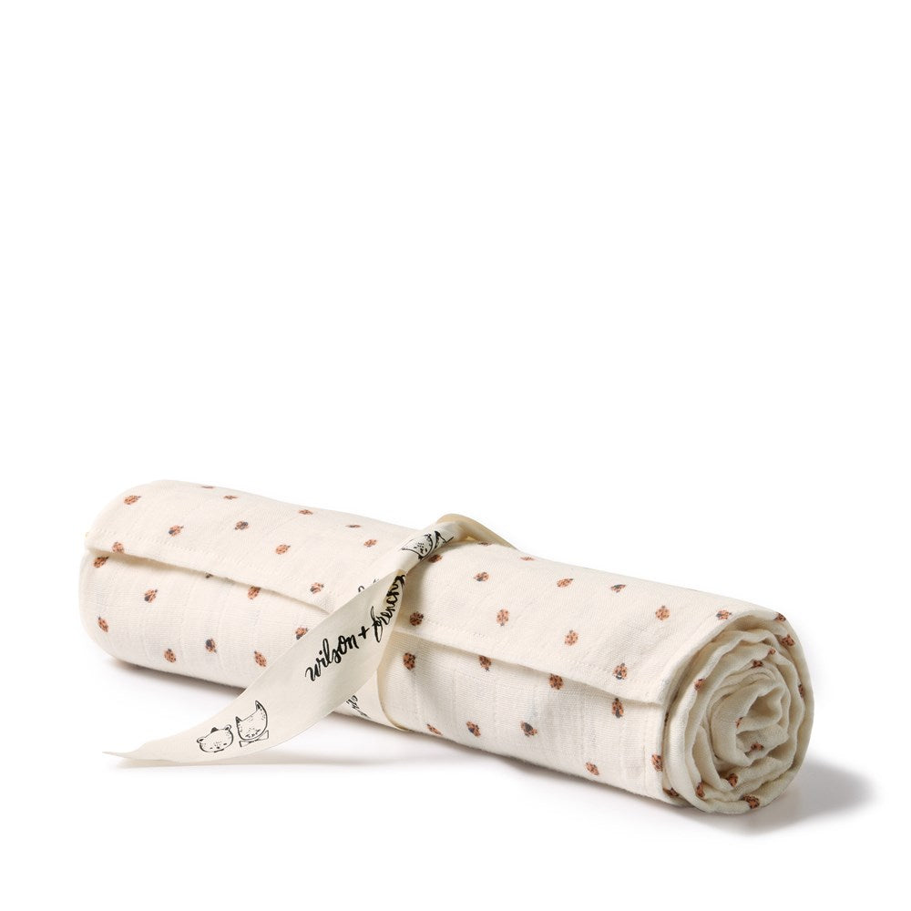 Wilson and Frenchy Little Lady Bugs Organic Muslin in Little Lady Bugs