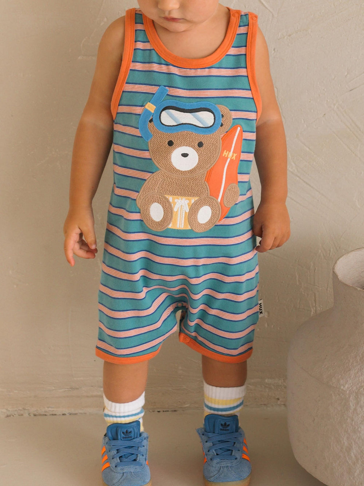 HUXBABY Snorkel Sitting Hux Stripe Romper in Single