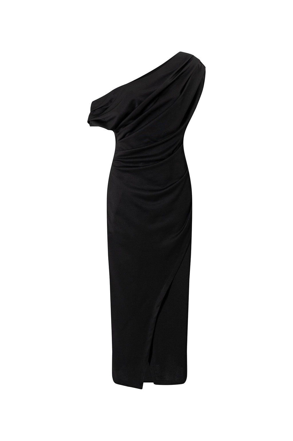 Carolina Roslyn Off Shoulder Midi Dress Black in Single