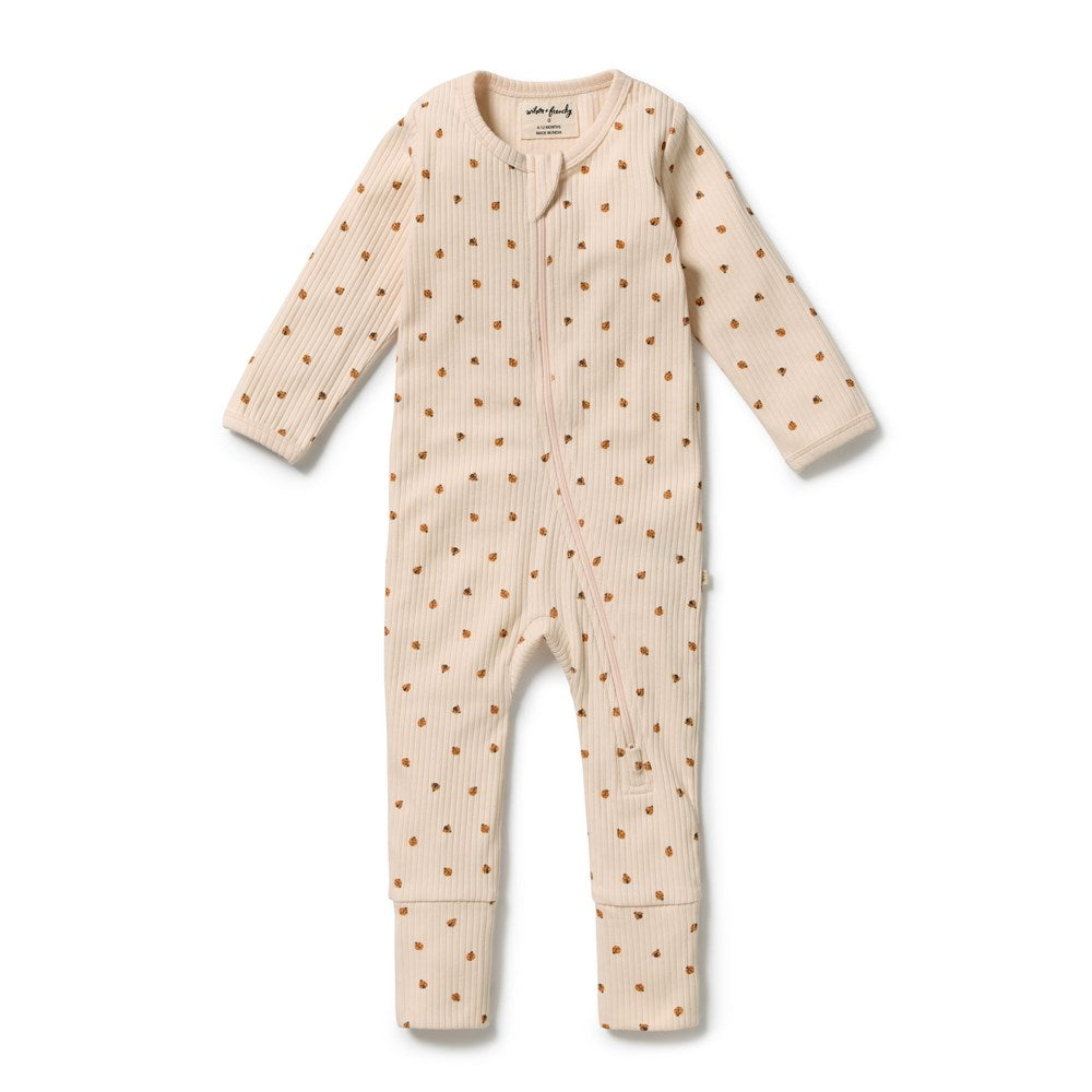 Wilson and Frenchy Little Lady Bugs Organic Zipsuit with Feet in Little Lady Bugs