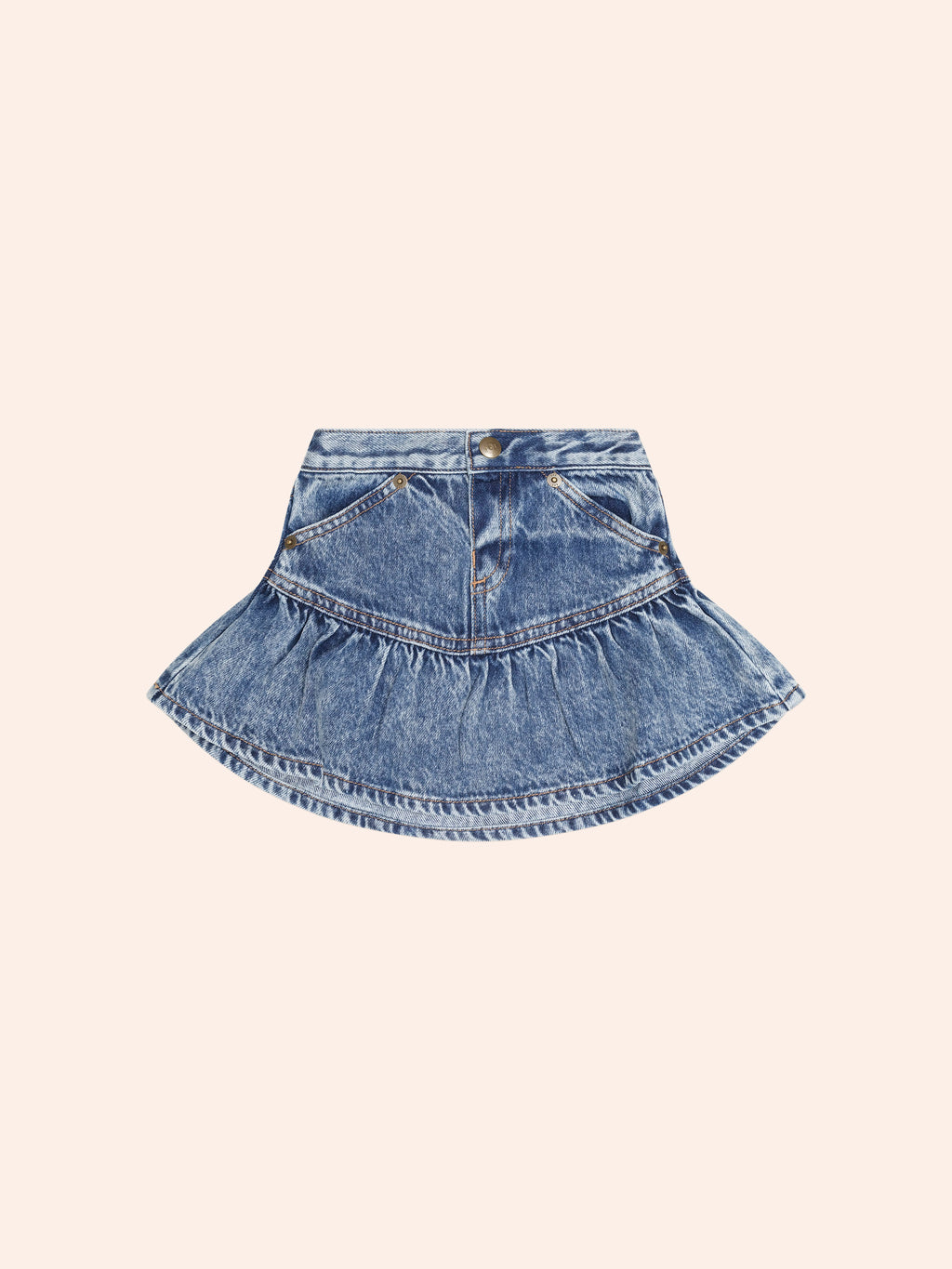 HUXBABY DREAMY DENIM TIERED SKIRT in DENIM