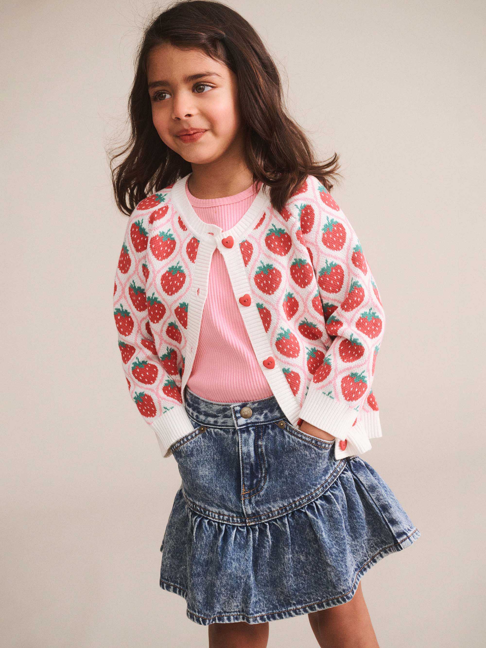 HUXBABY STRAWBERRY FIELDS CARDI in STRAWBERRY