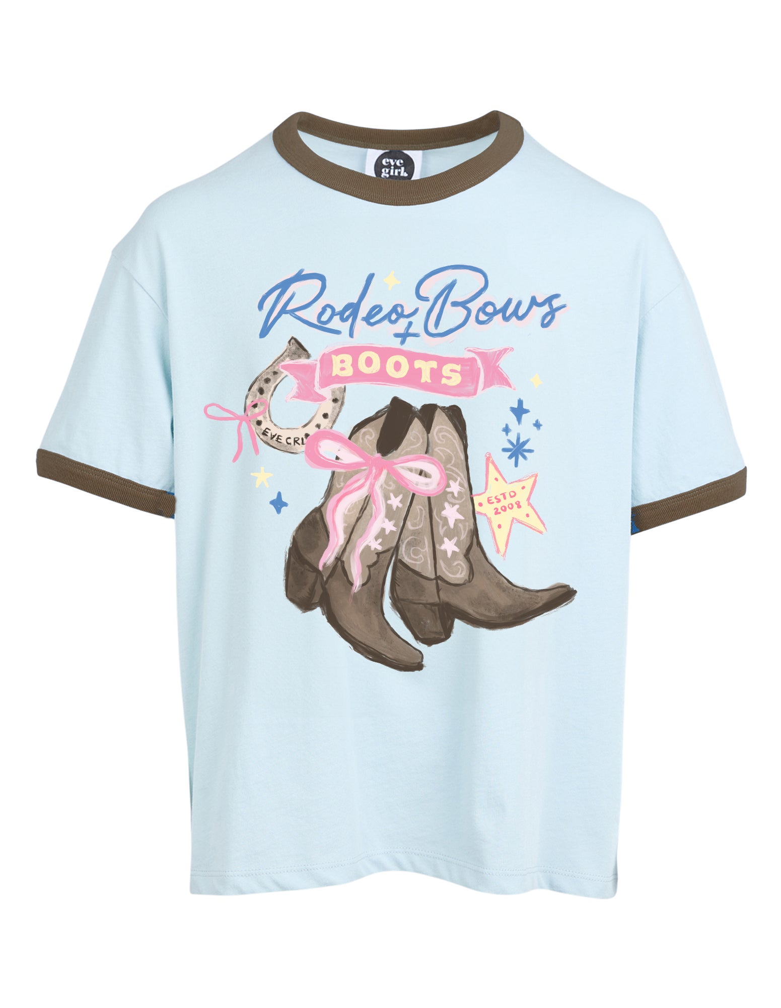 Eve Girl Boots Ringer Tee (Size 3-7) in LIGHT BLUE