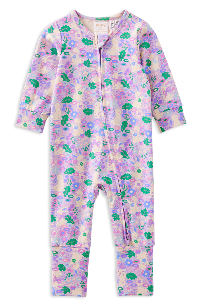 Milky Clothing Bunny & The Blossoms Zip Romper in Soft Lilac