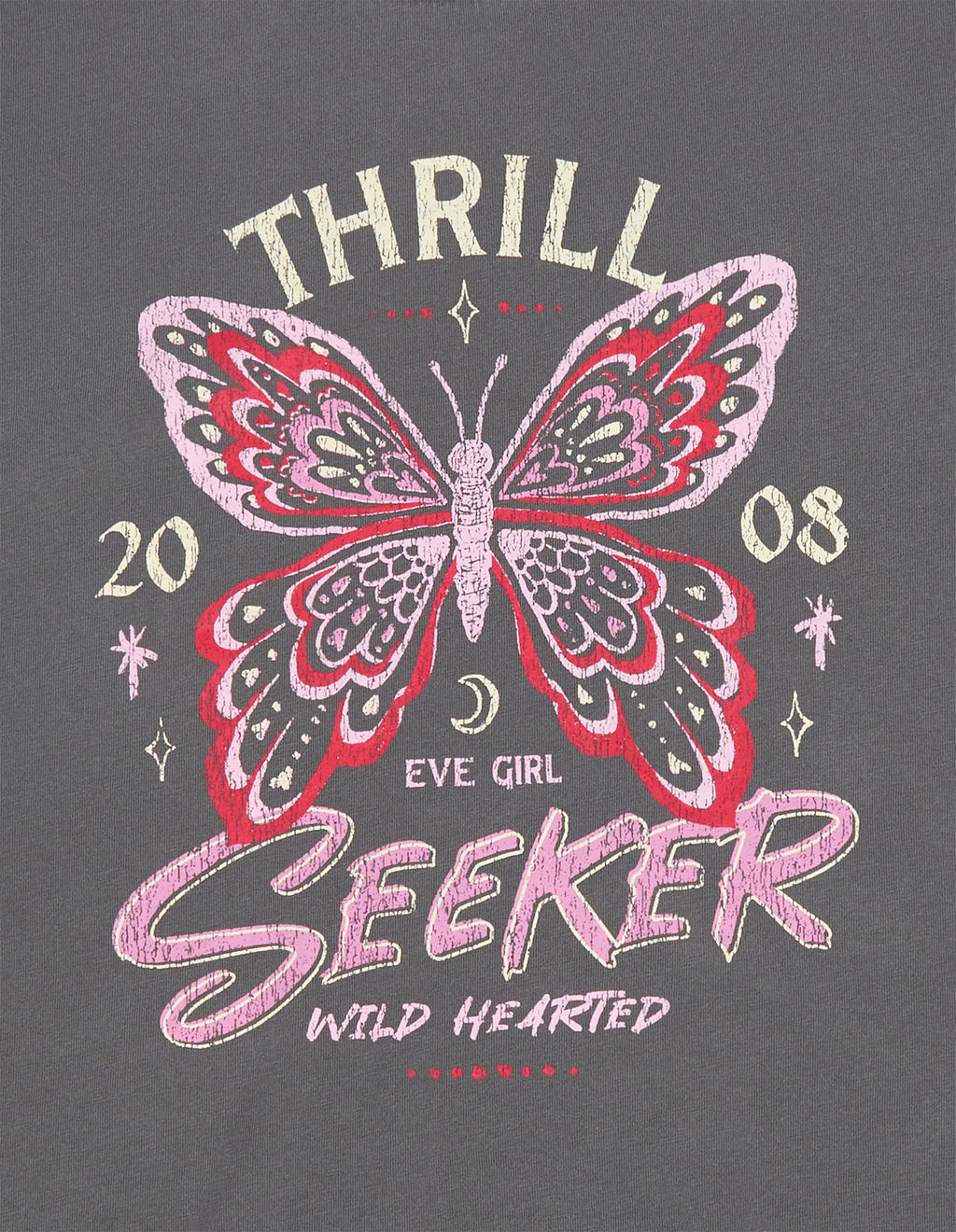 Eve Girl Butterfly Tee (Size 8-16) in CHARCOAL