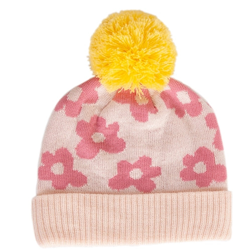 Acorn - Flower Power Merino Beanie Pink