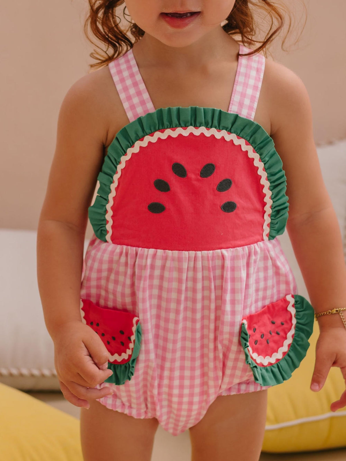 HUXBABY One-In-A-Melon Check Romper in Single