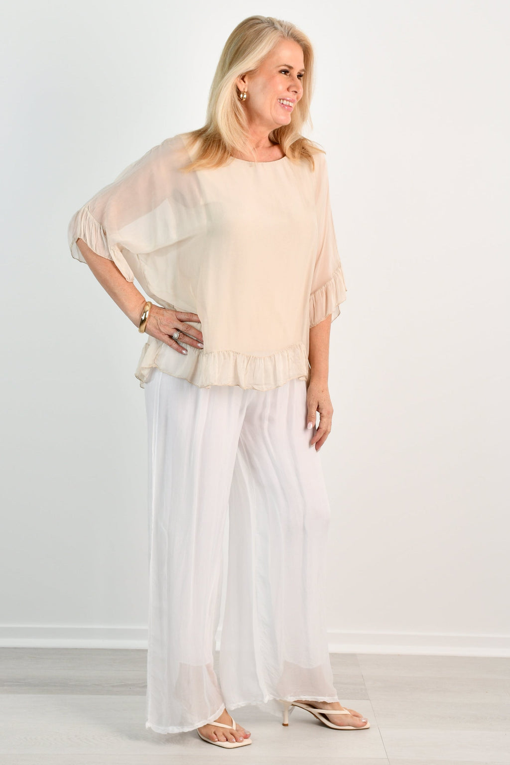 La Sofia VLSP110 (61248) - PISA SILK PANT - WHITE in White