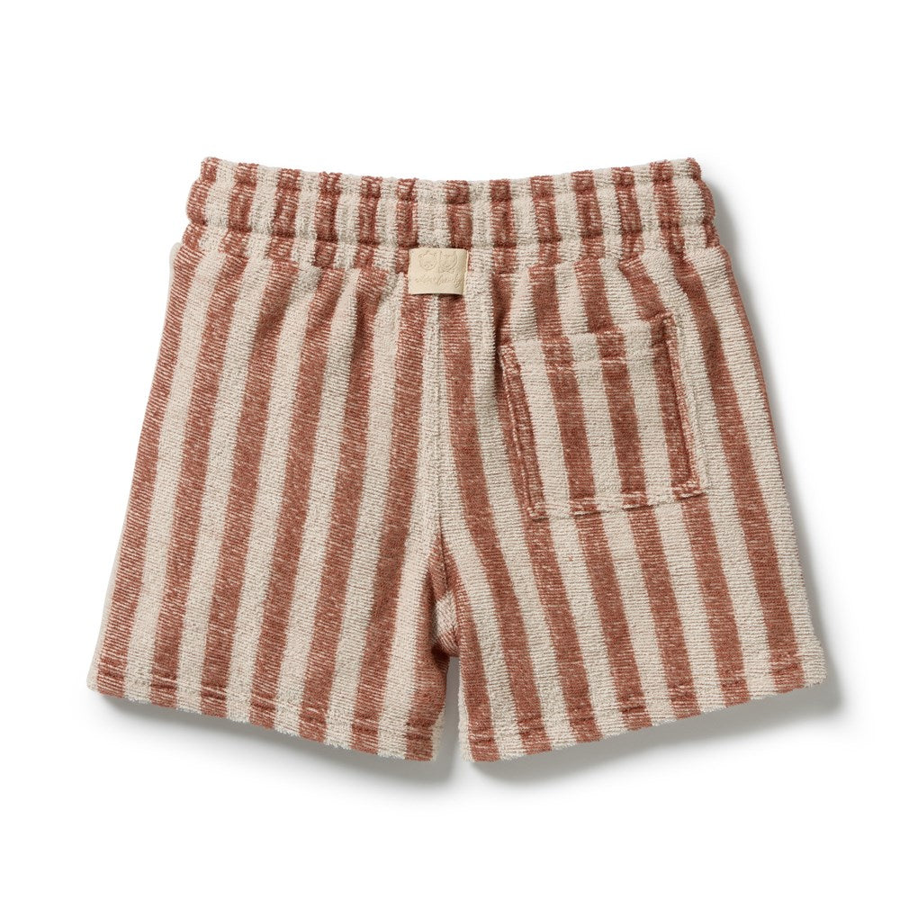 Wilson and Frenchy Cherry Cola Stripe Organic Terry Short in Cherry Cola Stripe