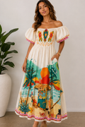 LA SOFIA VLSD530 (251057) -  PUFF SLEEVE DRESS - ISLAND ESCAPE in Island Escape