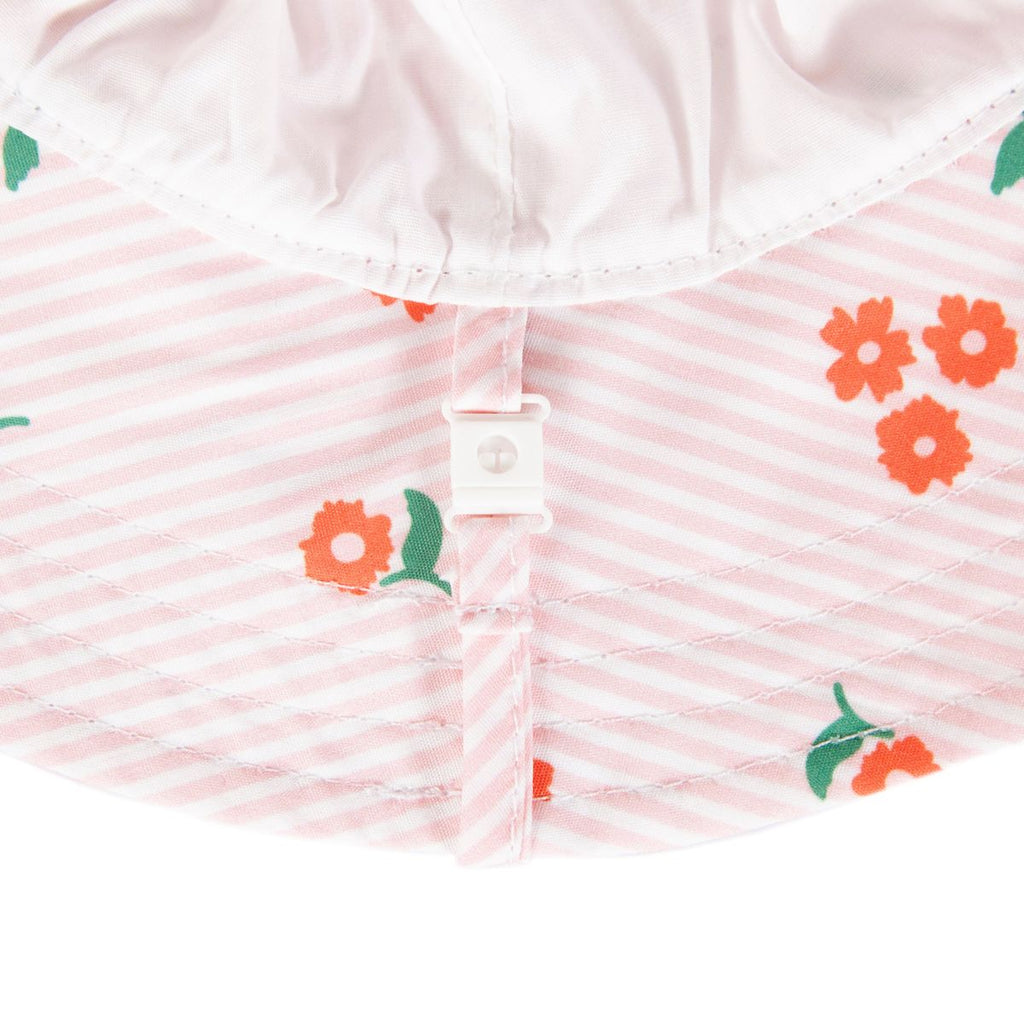 Acorn Kids Striped Posy Wide Brim Sunhat in Pink, White and Red