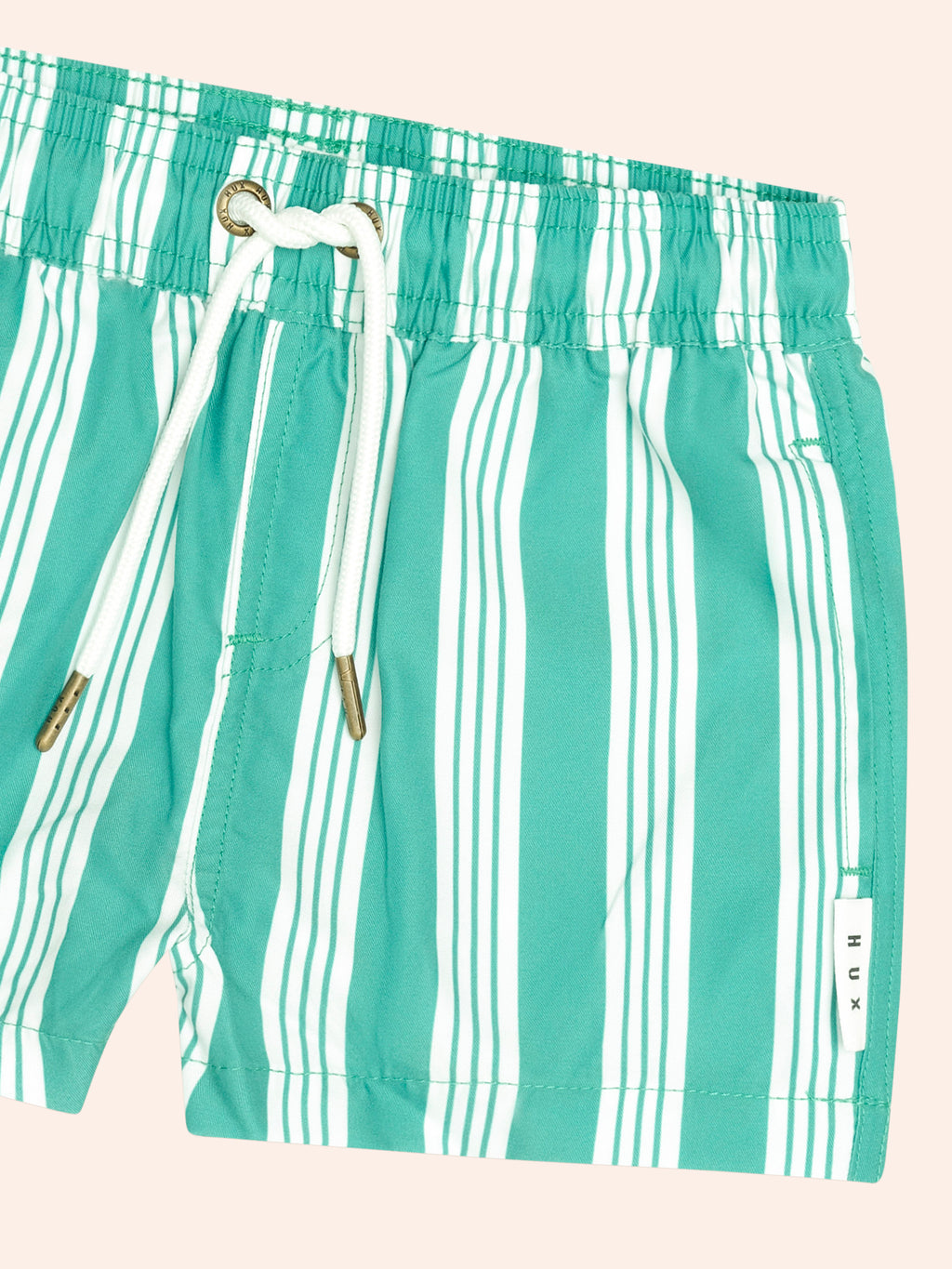 HUXBABY VINTAGE GREEN STRIPE BOARDSHORT in VINTAGE GREEN/ALMOND MILK STRIPE