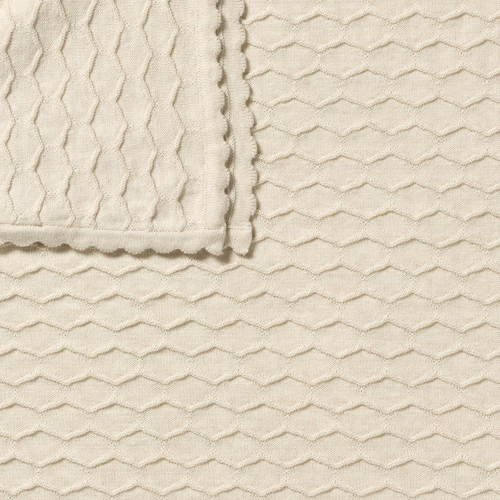 Wilson and Frenchy Milk Cloud Organic Knitted Chevron Blanket in Milk Cloud