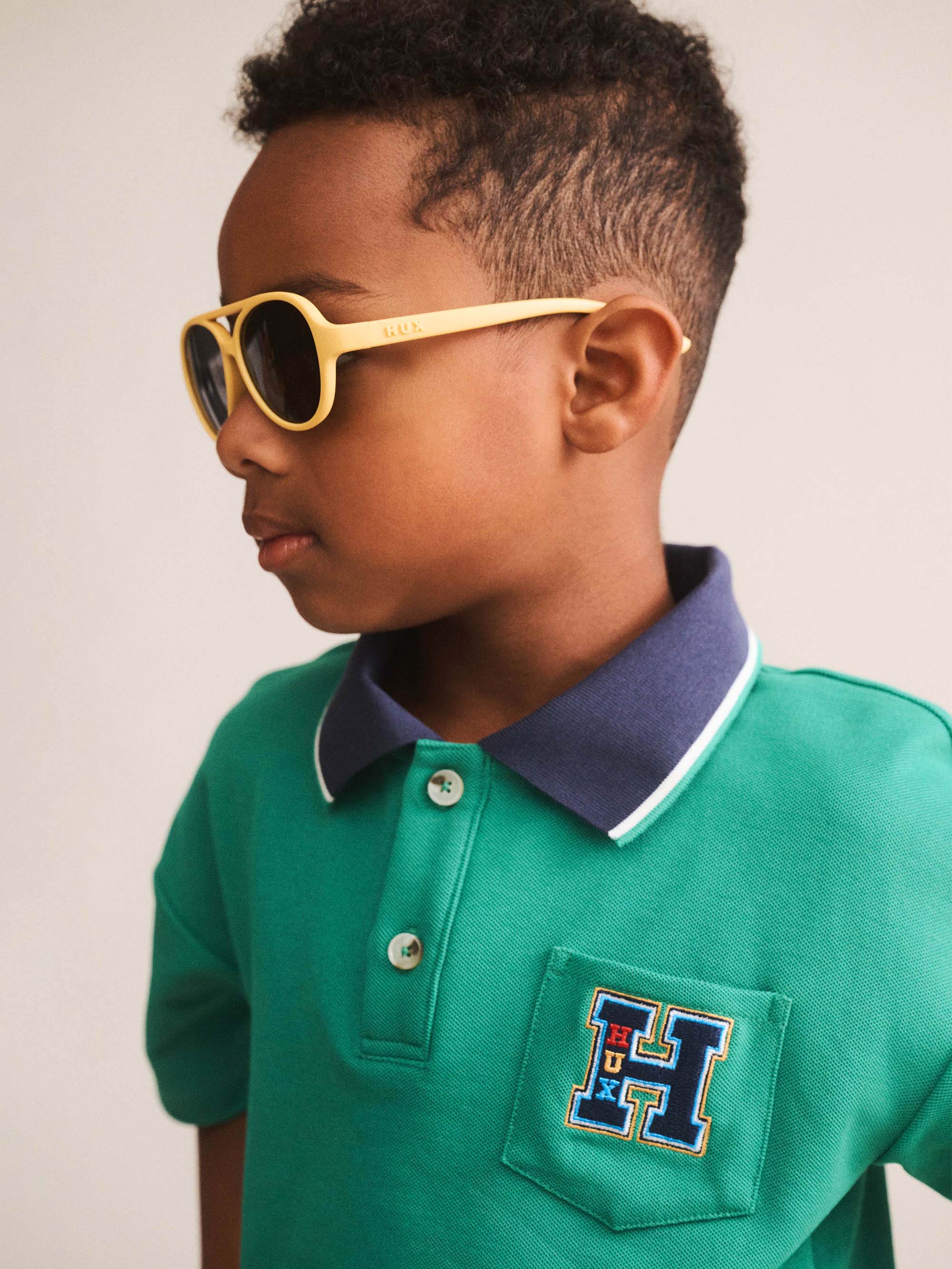HUXBABY COLLEGIATE PIQUE POLO in VINTAGE GREEN