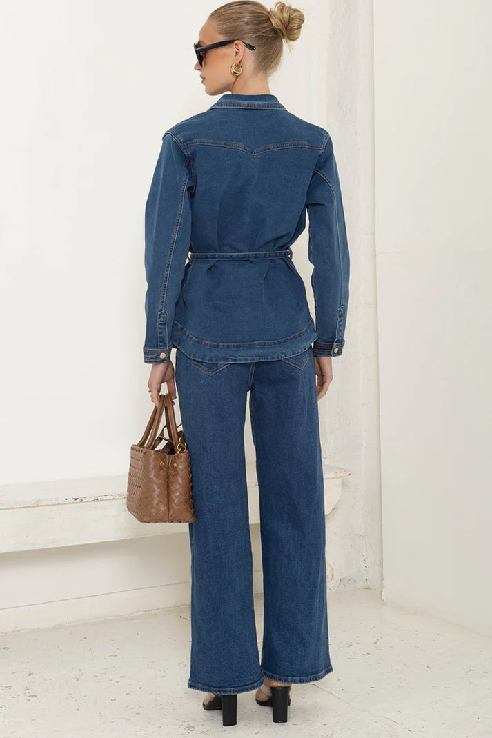 AVE - DK WASH PEPLUM JACKET