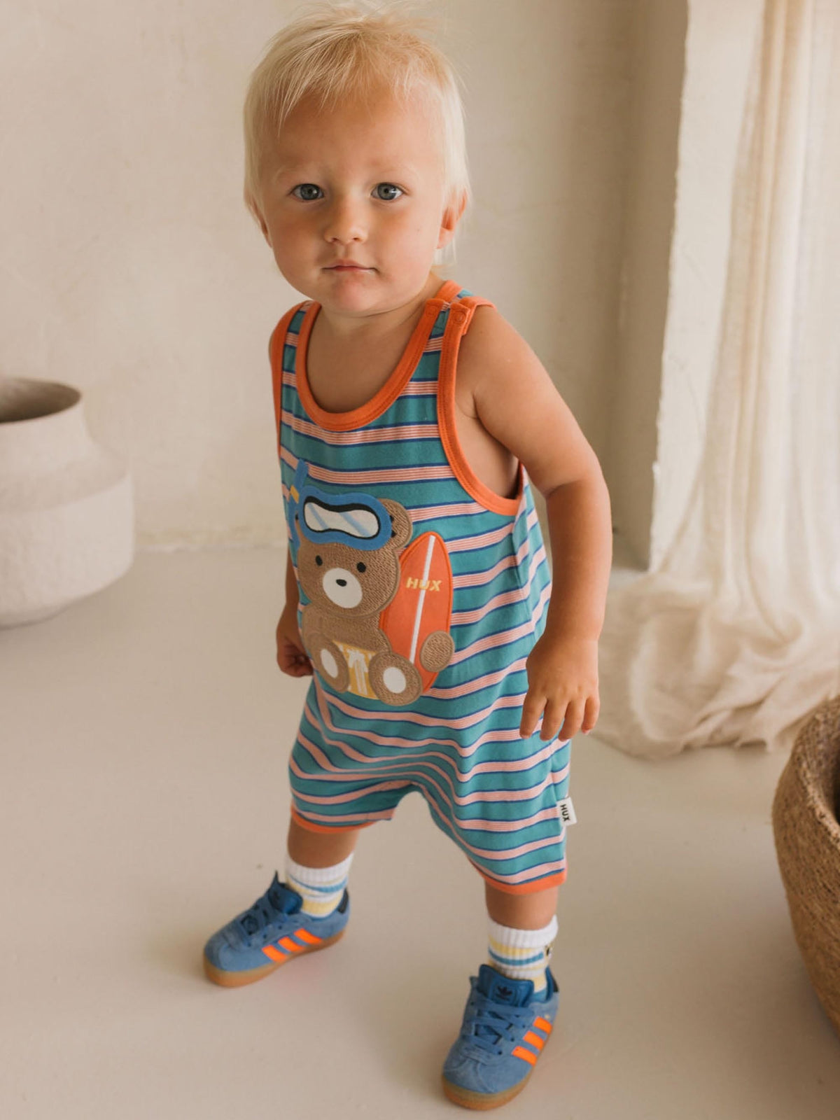 HUXBABY Snorkel Sitting Hux Stripe Romper in Single