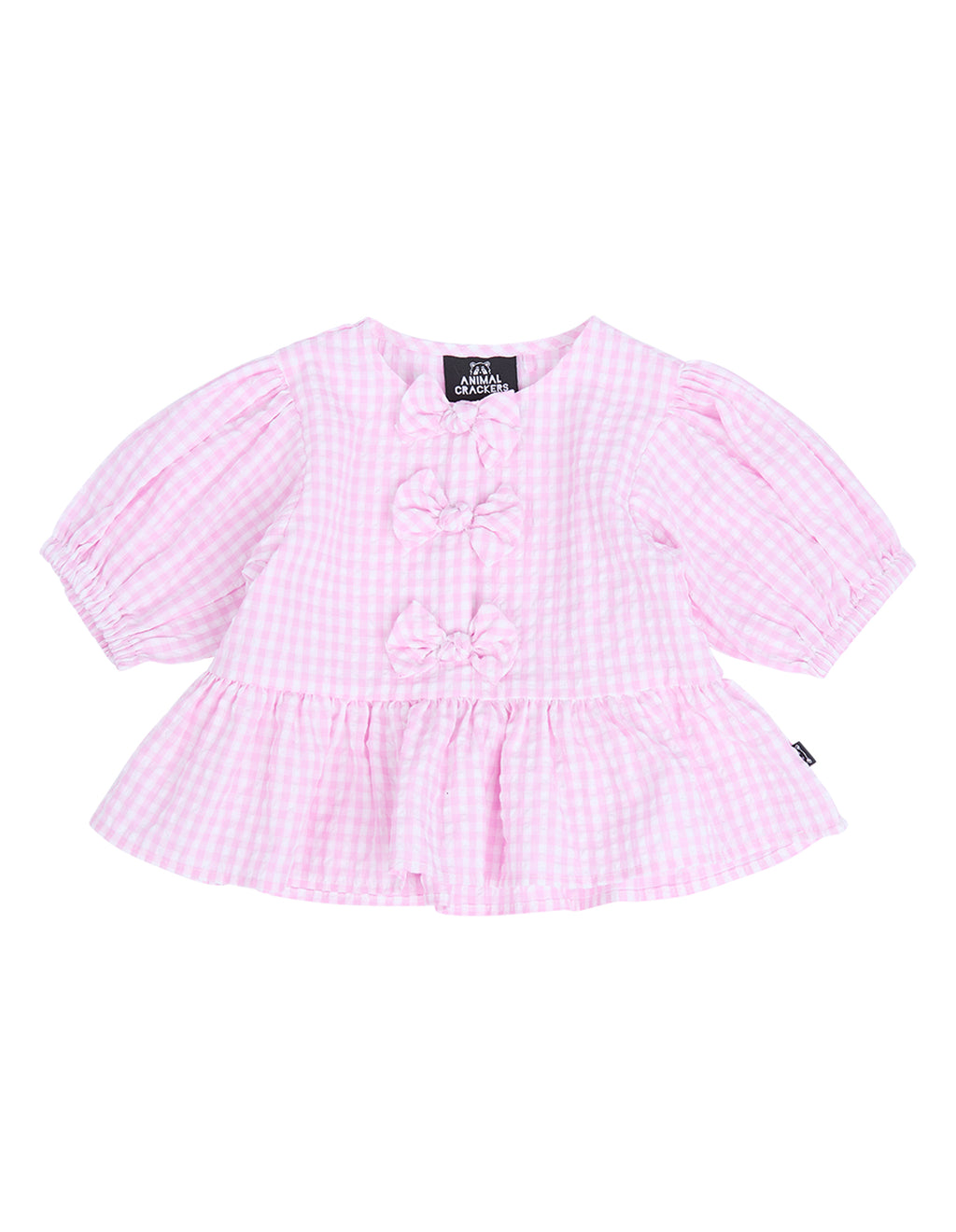 Animal Crackers Checkered Top in PINK CHECK