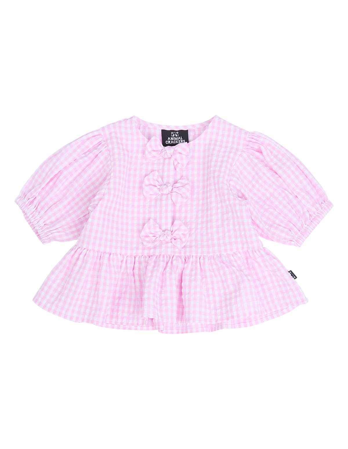 Animal Crackers Checkered Top in PINK CHECK