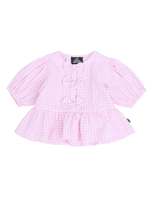 Animal Crackers Checkered Top in PINK CHECK