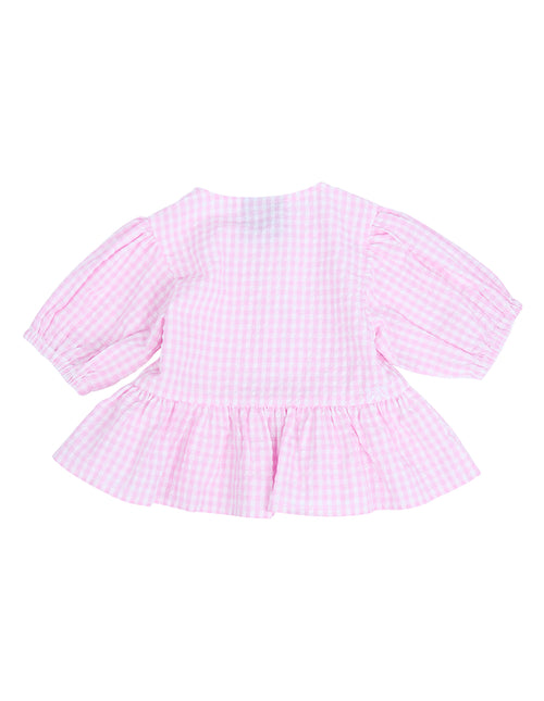 Animal Crackers Checkered Top in PINK CHECK