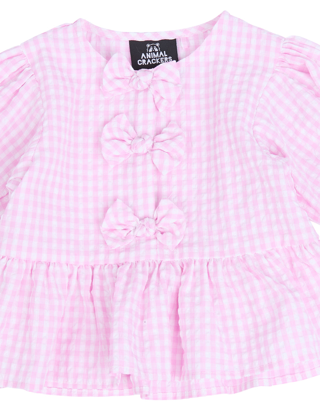 Animal Crackers Checkered Top in PINK CHECK