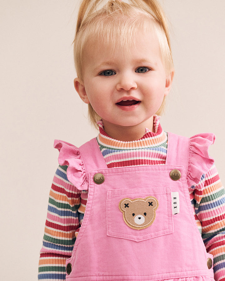 Huxbaby Classic Frill Cord Overall in STRAWBERRY