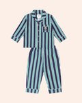 Huxbaby Classic Stripe Flannel Pj Set in NAVY/EMERALD