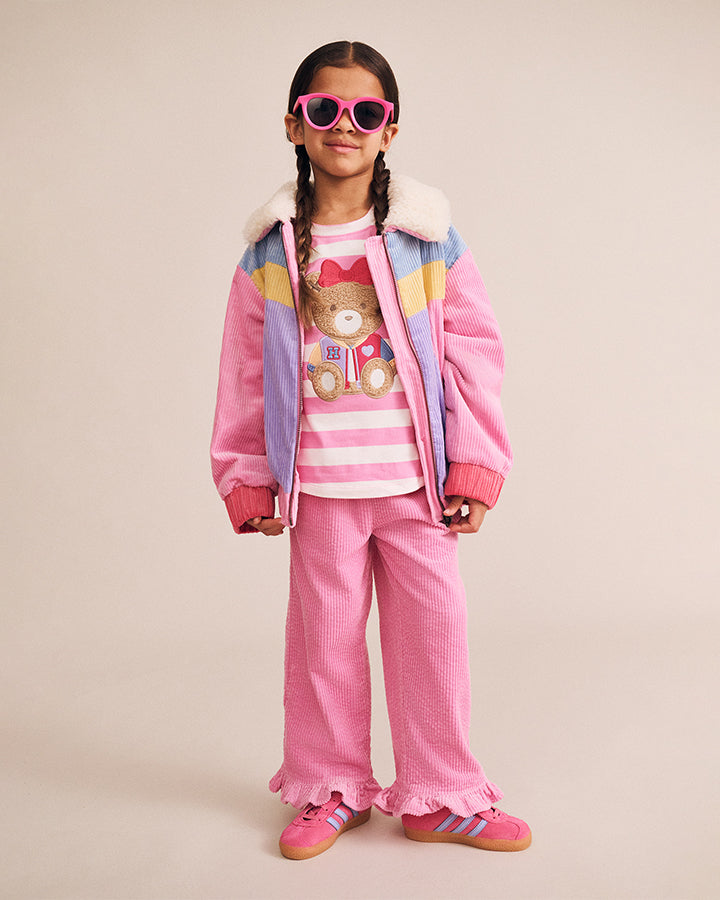 Huxbaby Cord Frill Hem Pant in STRAWBERRY