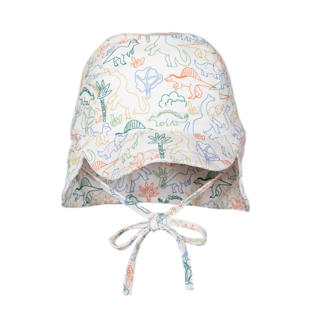 Acorn Kids Dino Soft Jersey Flap Cap in Natural and Multi