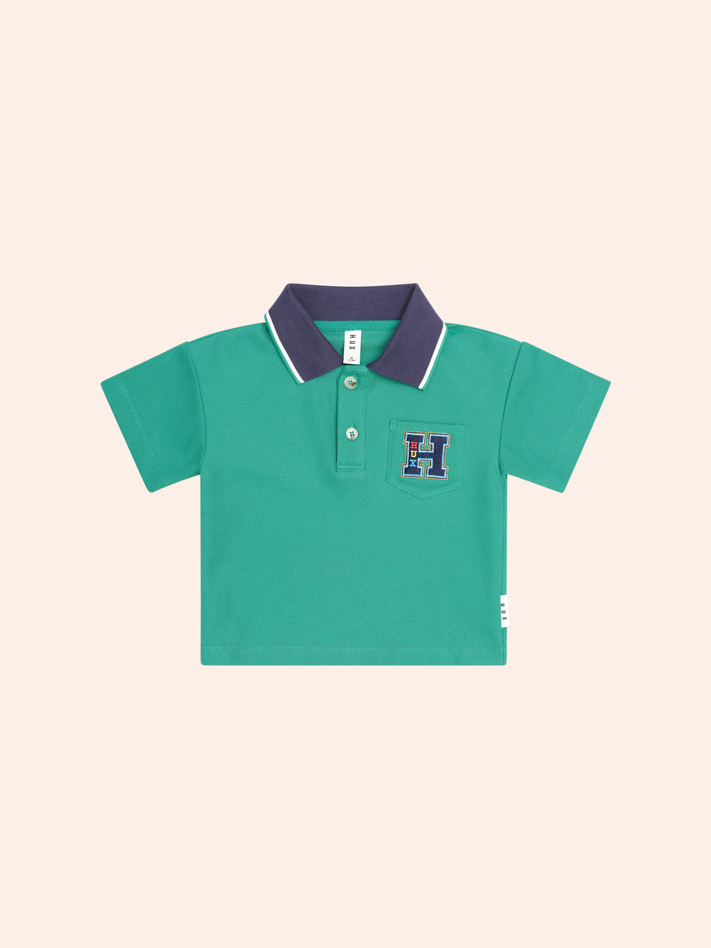 HUXBABY COLLEGIATE PIQUE POLO in VINTAGE GREEN