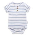 Aster & Oak - Blue Stripe Rib Henley Onesie (AOS25)